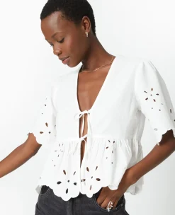 Pimkie Toute La Collection|Chemise Et Blouse^Blouse Avec Broderie Anglaise Et Nouettes -