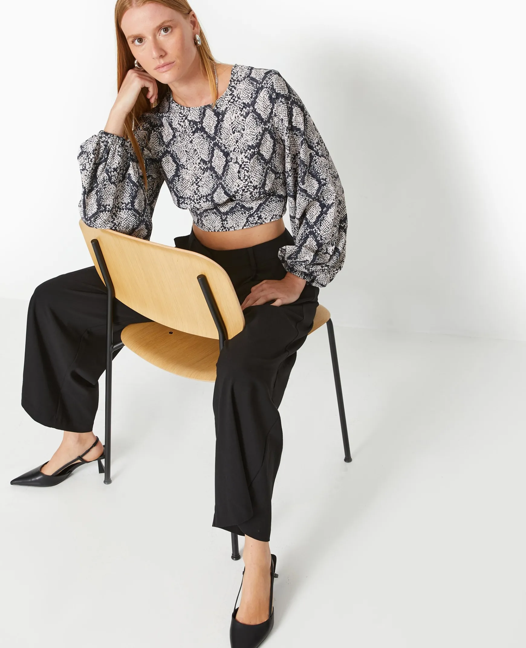 Pimkie Toute La Collection|Chemise Et Blouse^Blouse Courte Avec Découpe Dos Motif Python -
