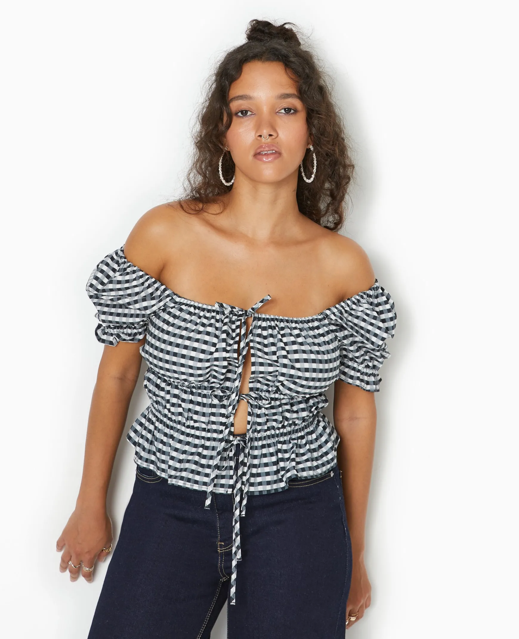 Pimkie Chemise Et Blouse^Blouse Encolure Bardot Motif Vichy -