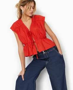 Pimkie Chemise Et Blouse^Blouse Sans Manches Avec Liens à Nouer Et Fronces -