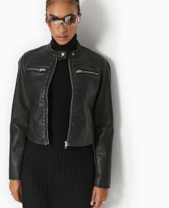 Pimkie Veste Et Blazer^Blouson Biker En Simili Cuir Used -
