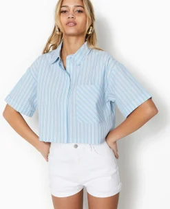 Pimkie Toute La Collection|Chemise Et Blouse^Chemise Cropped Rayée Façon Pyjama D'homme -