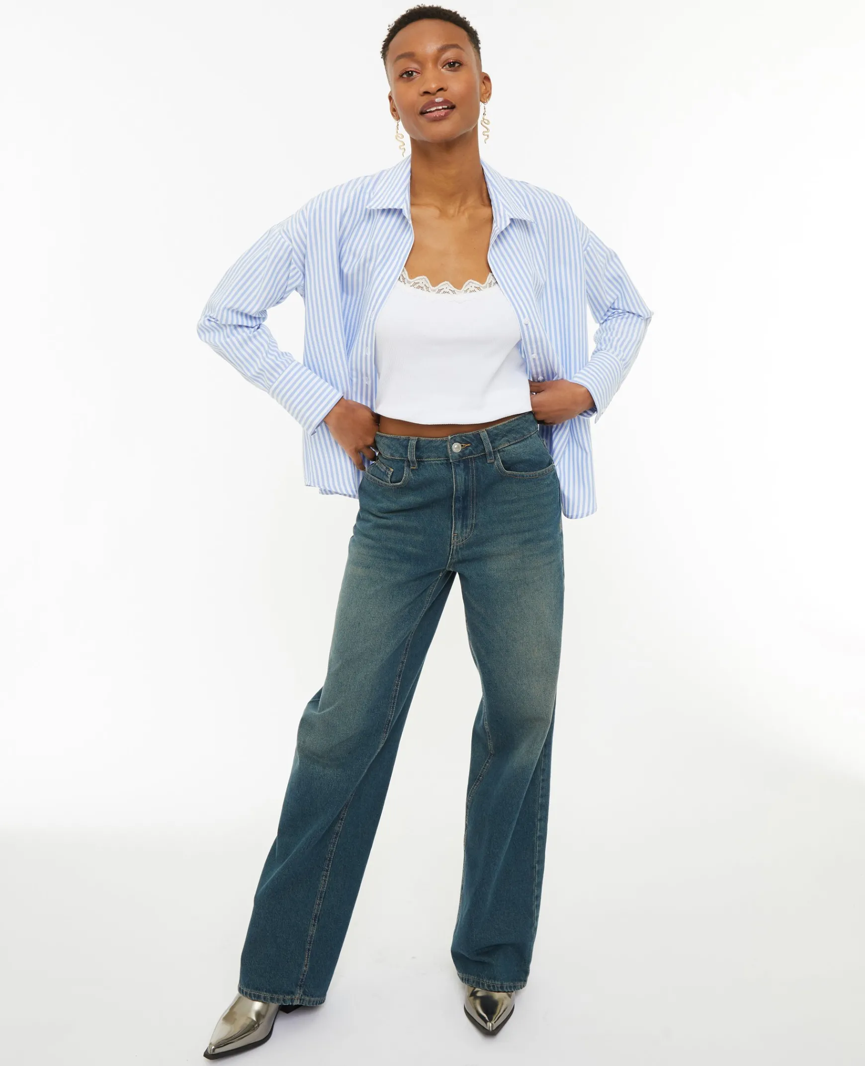 Pimkie Toute La Collection|Chemise Et Blouse^Chemise Oversize Rayée Col Ouvert -