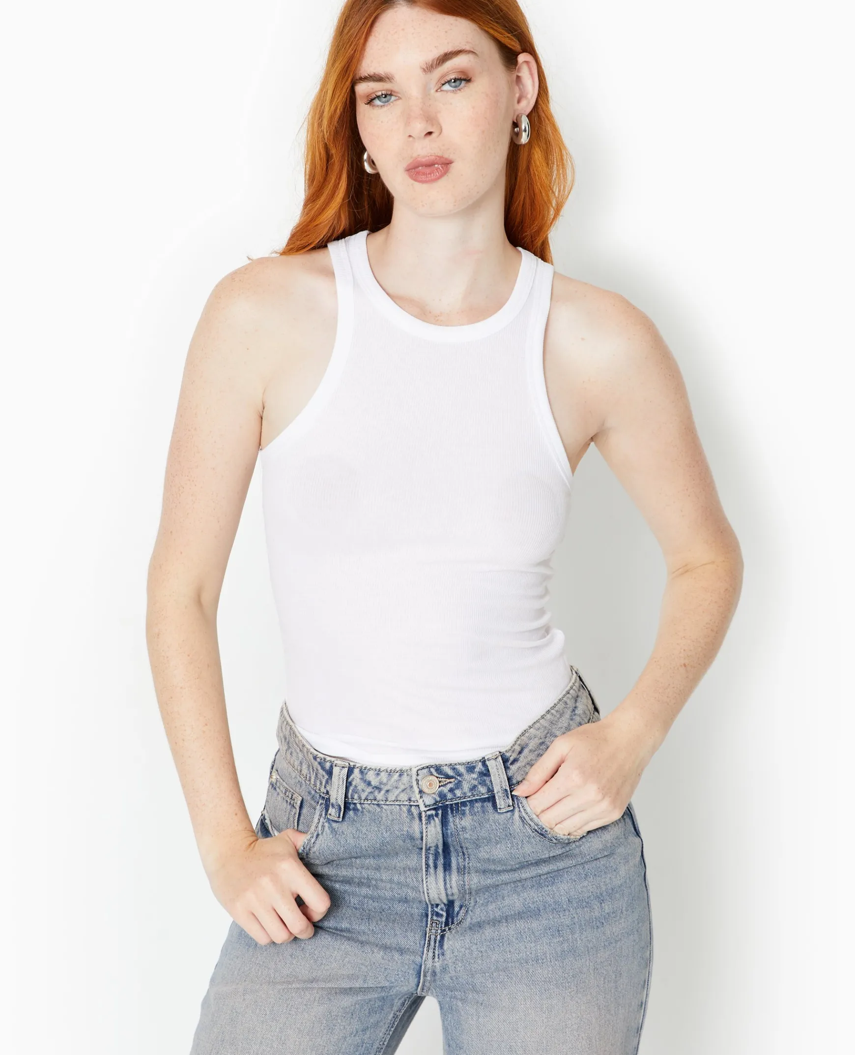 Pimkie T-Shirt Et Top^Débardeur échancré En Maille Côtelée Et Fluide -