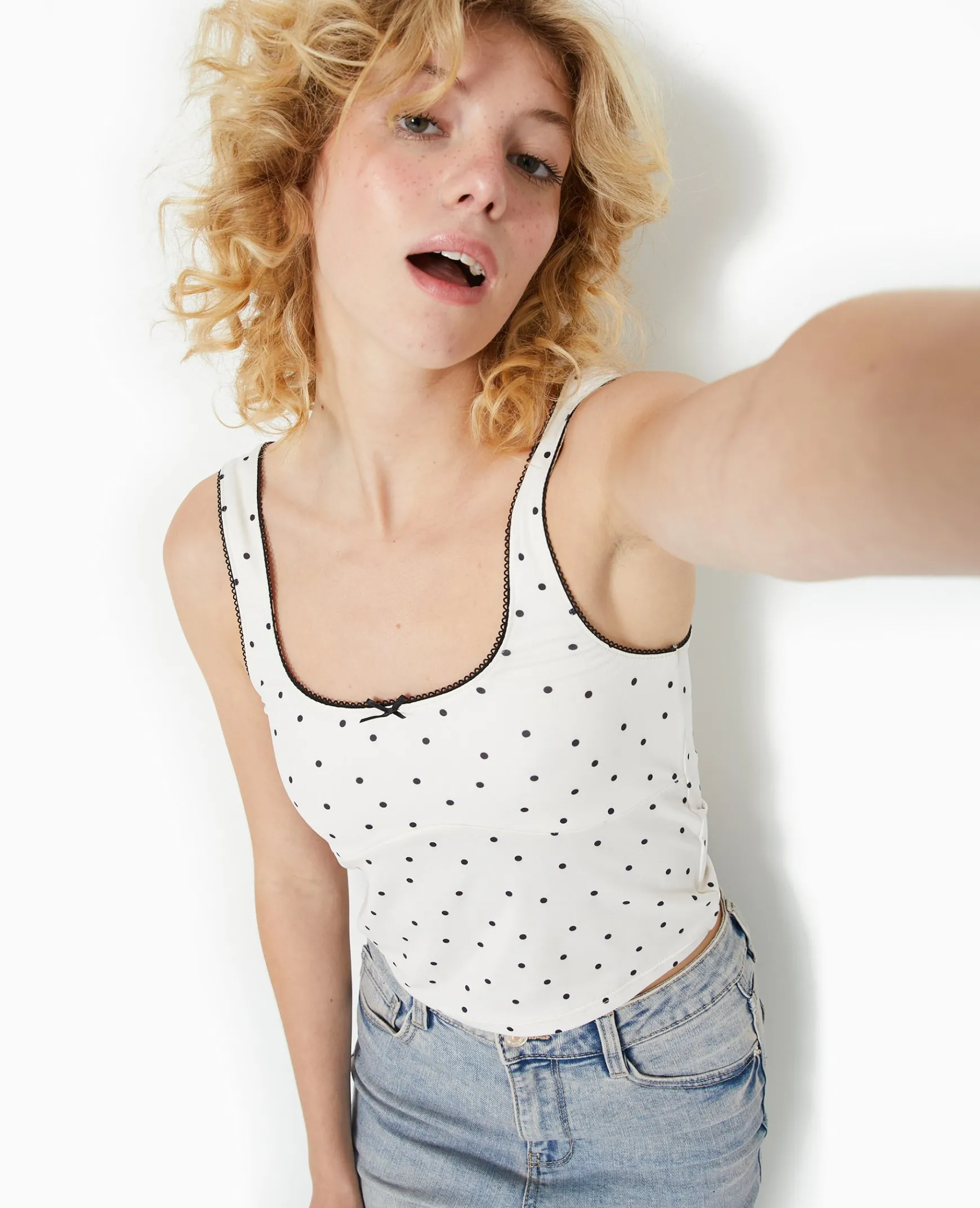 Pimkie T-Shirt Et Top^Débardeur Court Avec Nœud Motif Pois -