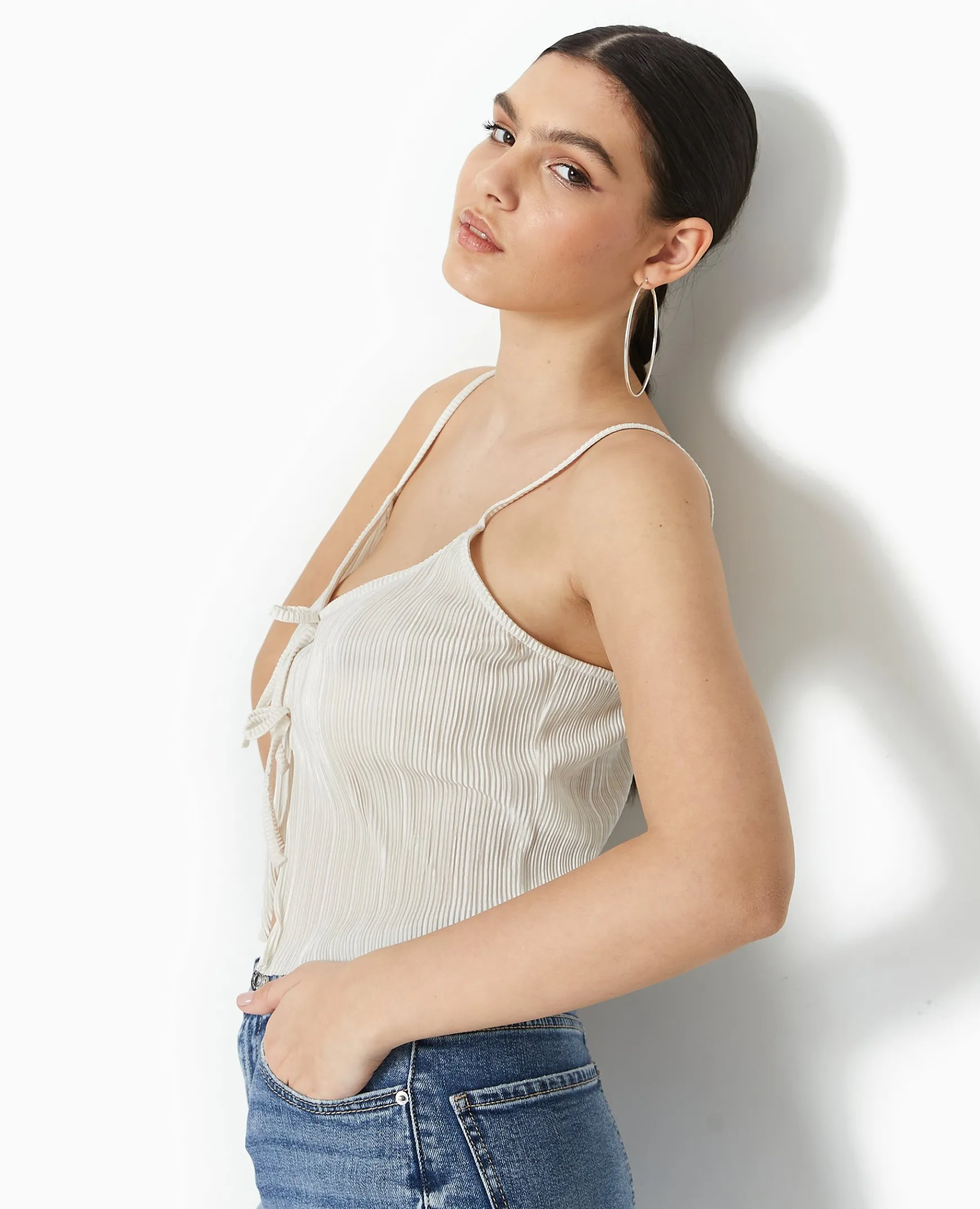 Pimkie T-Shirt Et Top^Débardeur Court En Tissu Plissé Avec Nœuds -
