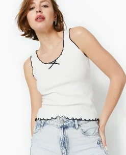Pimkie T-Shirt Et Top^Débardeur En Maille Côtelée Avec Biais Contrastés -
