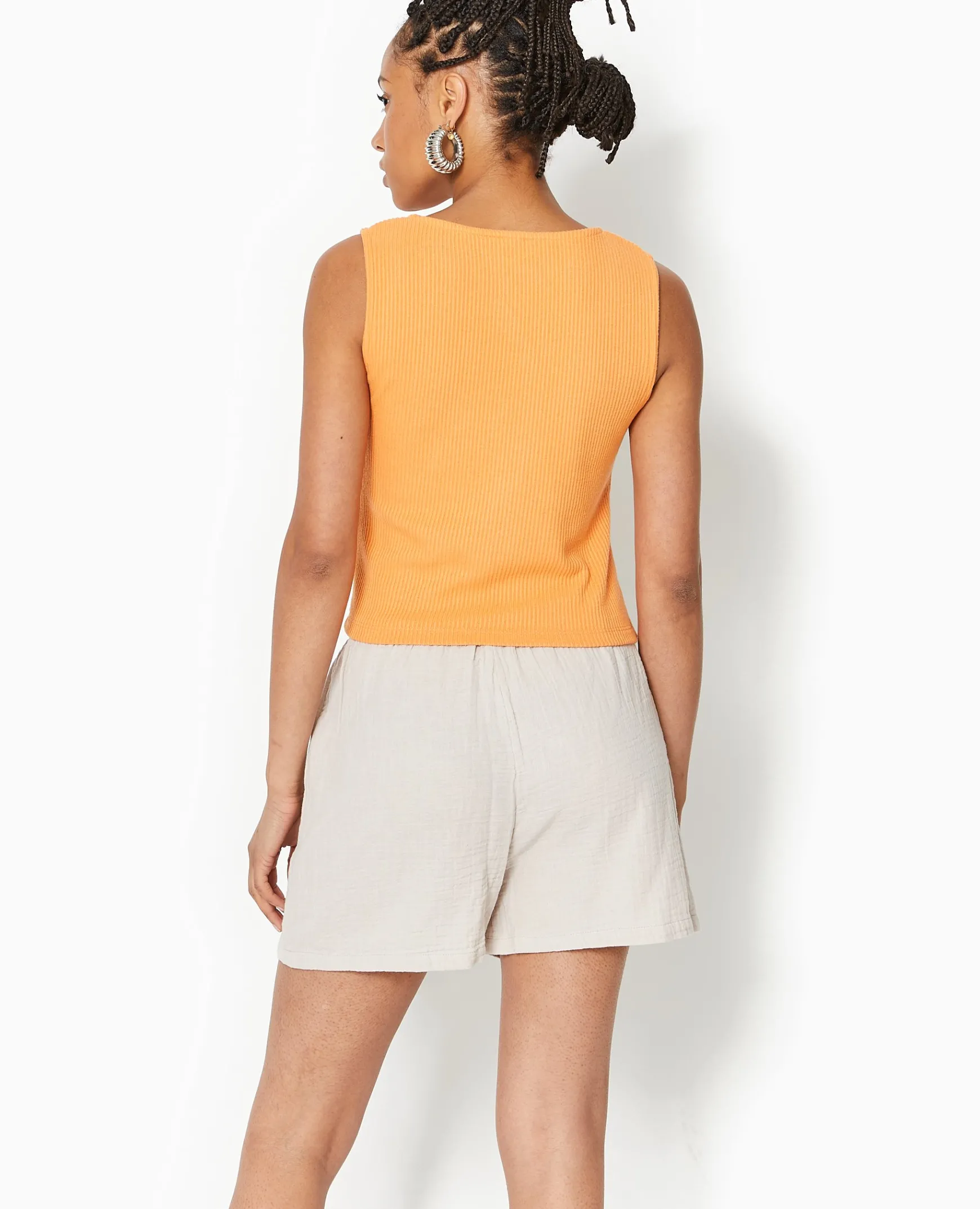 Pimkie Toute La Collection|T-Shirt Et Top^Débardeur En Maille Côtelée Avec 2 Boutons -