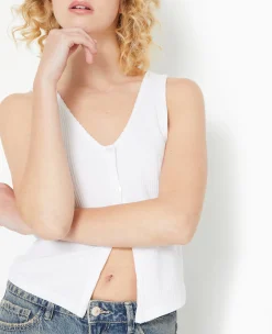 Pimkie T-Shirt Et Top^Débardeur En Maille Côtelée Avec 2 Boutons -
