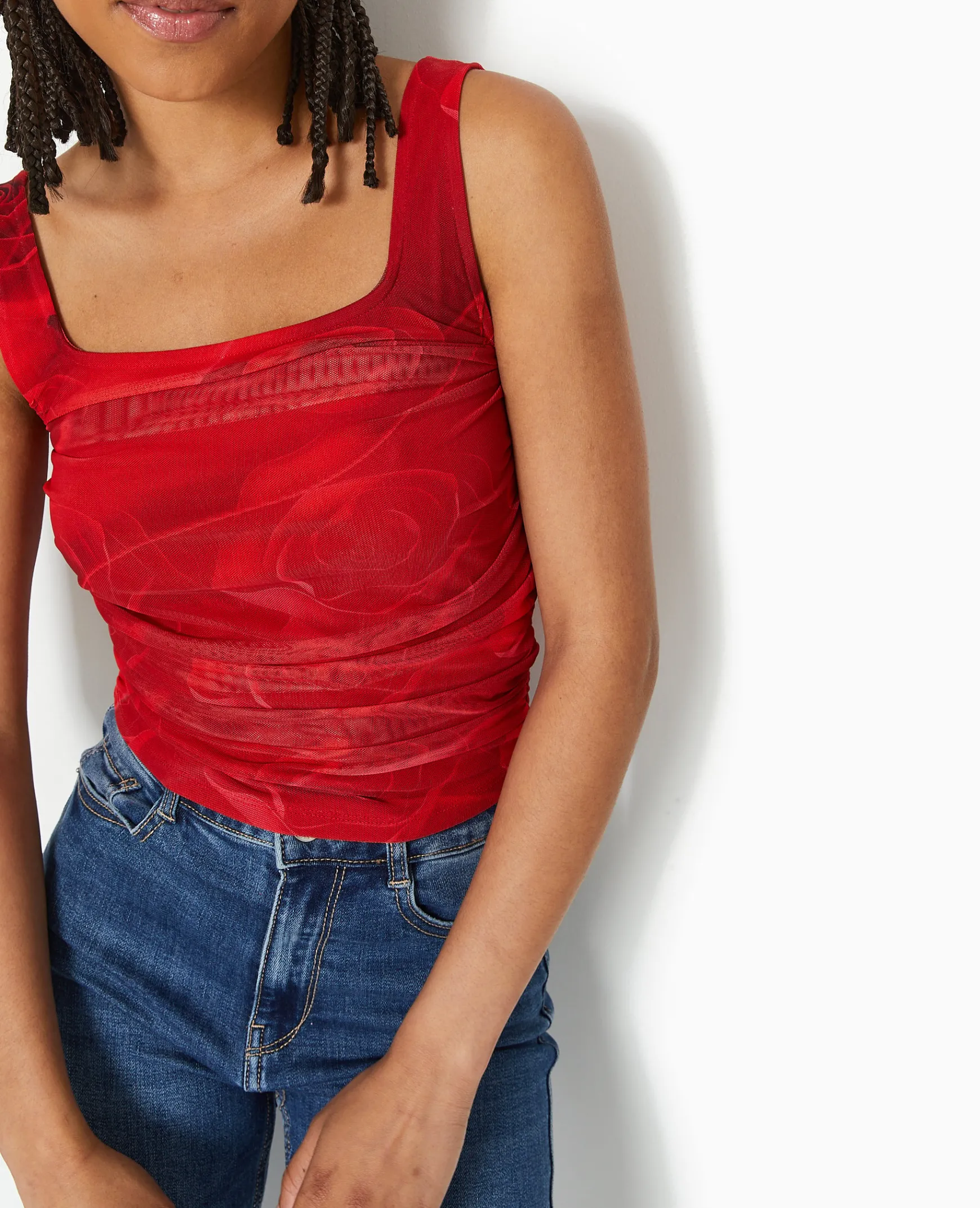 Pimkie Toute La Collection|T-Shirt Et Top^Débardeur En Mesh Motif Roses -
