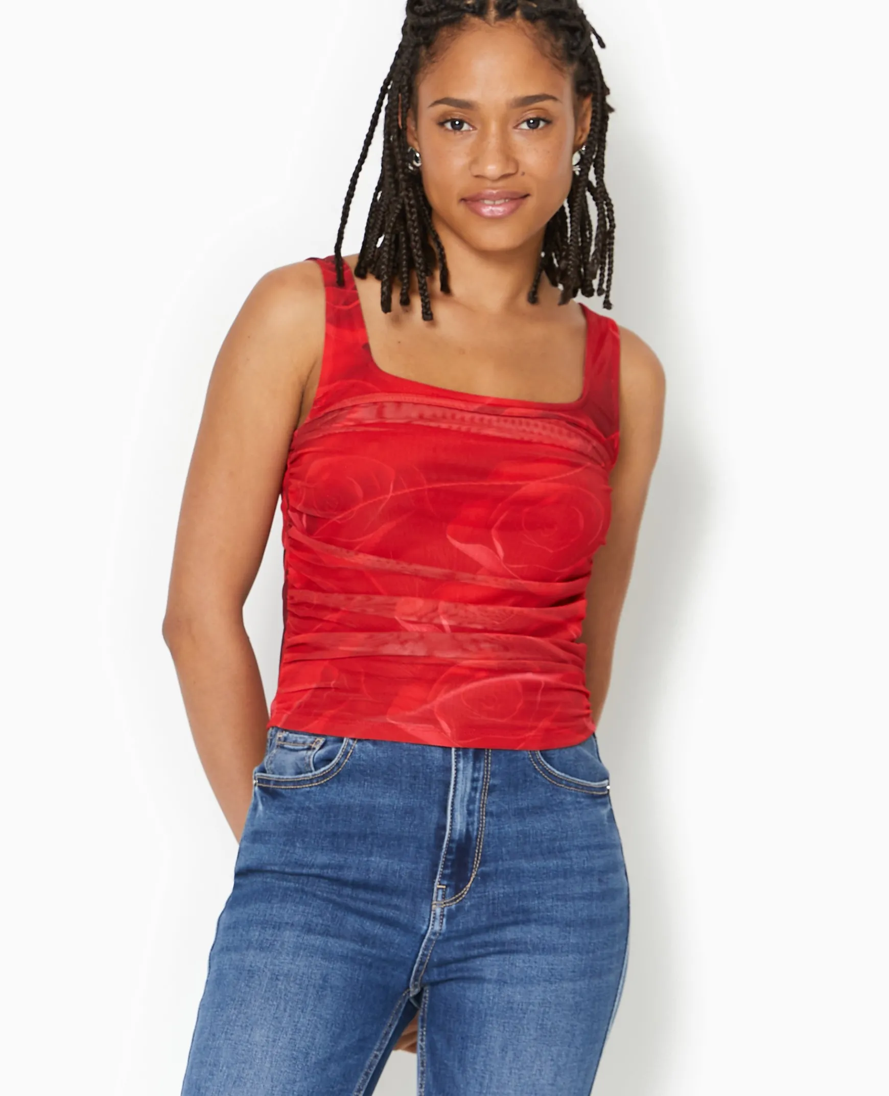 Pimkie Toute La Collection|T-Shirt Et Top^Débardeur En Mesh Motif Roses -