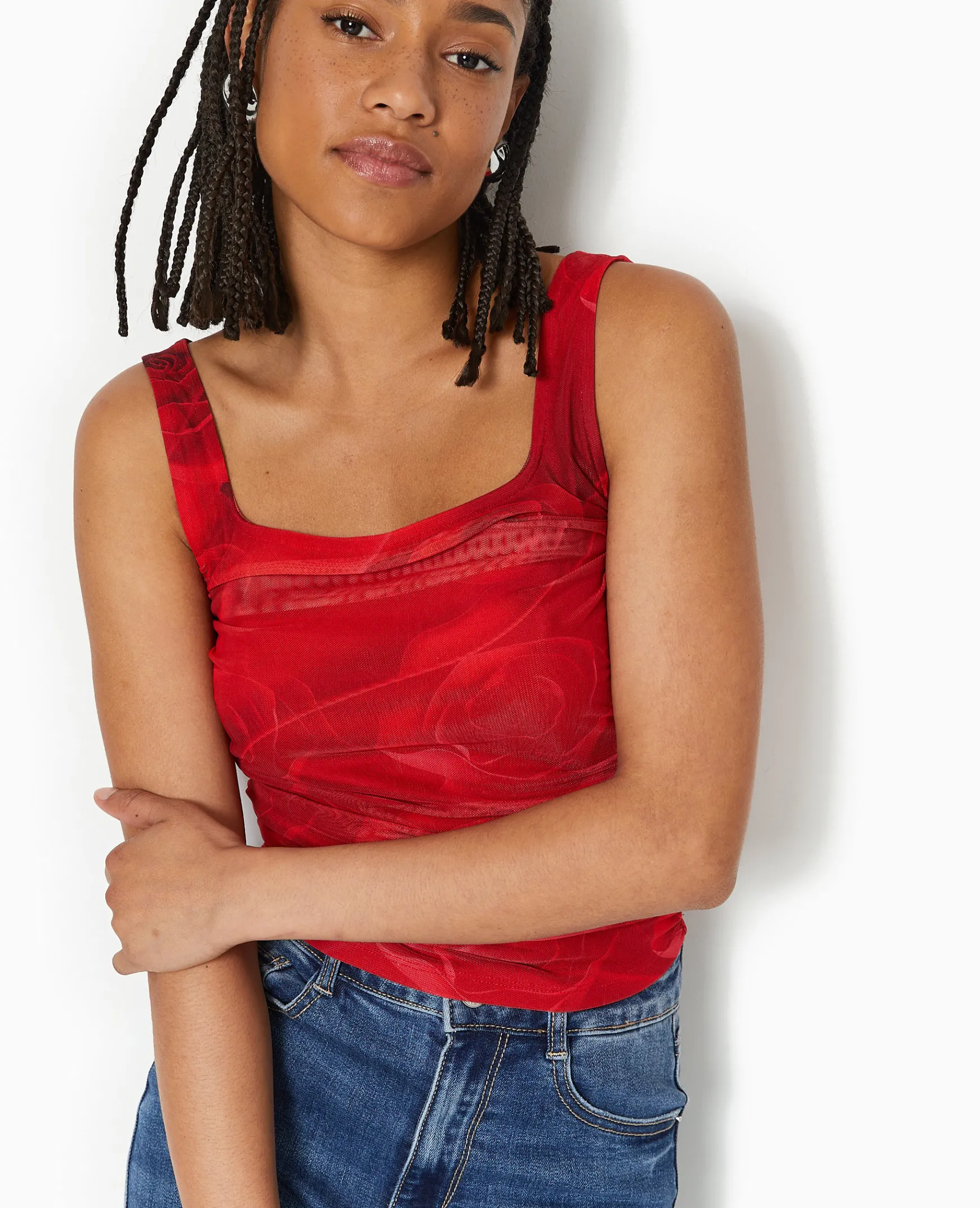 Pimkie Toute La Collection|T-Shirt Et Top^Débardeur En Mesh Motif Roses -