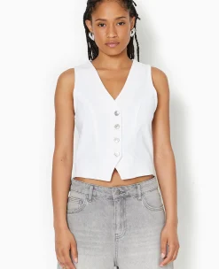 Pimkie Veste Et Blazer|Pull Et Gilet^Gilet Barman En Jean Avec Boutons Métalliques -