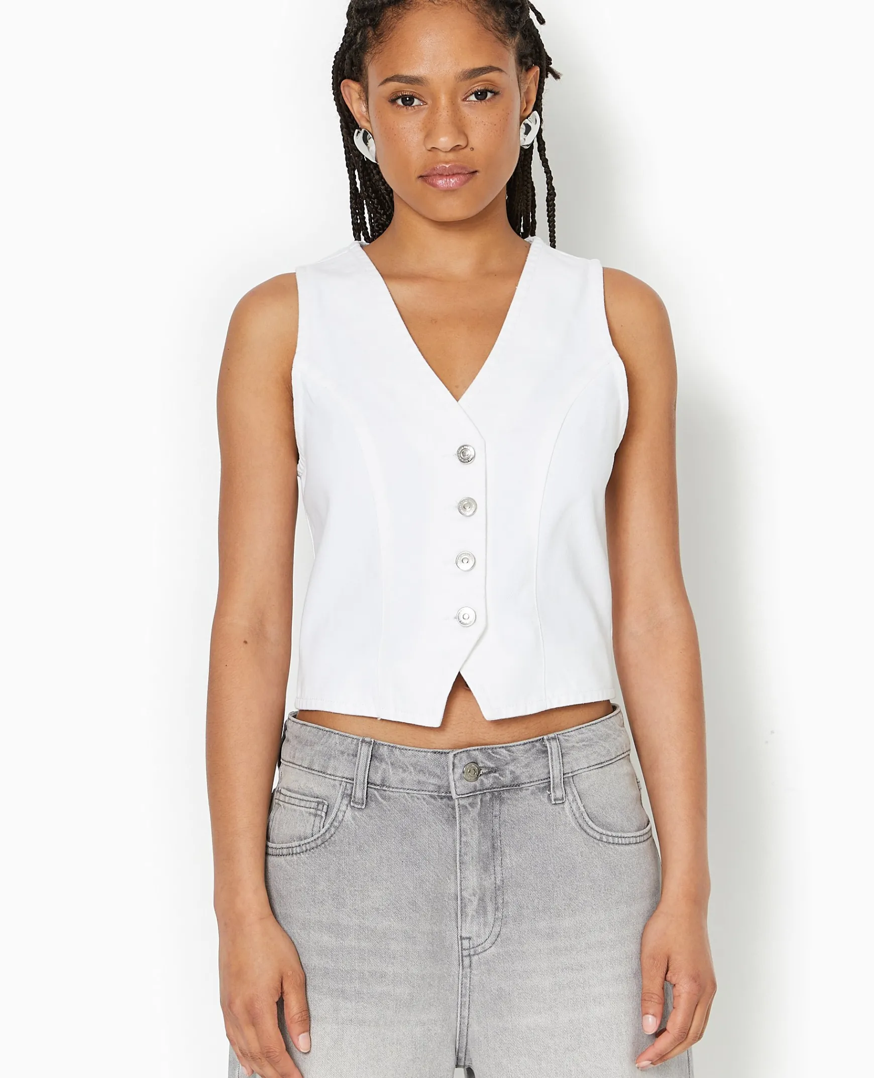 Pimkie Veste Et Blazer|Pull Et Gilet^Gilet Barman En Jean Avec Boutons Métalliques -