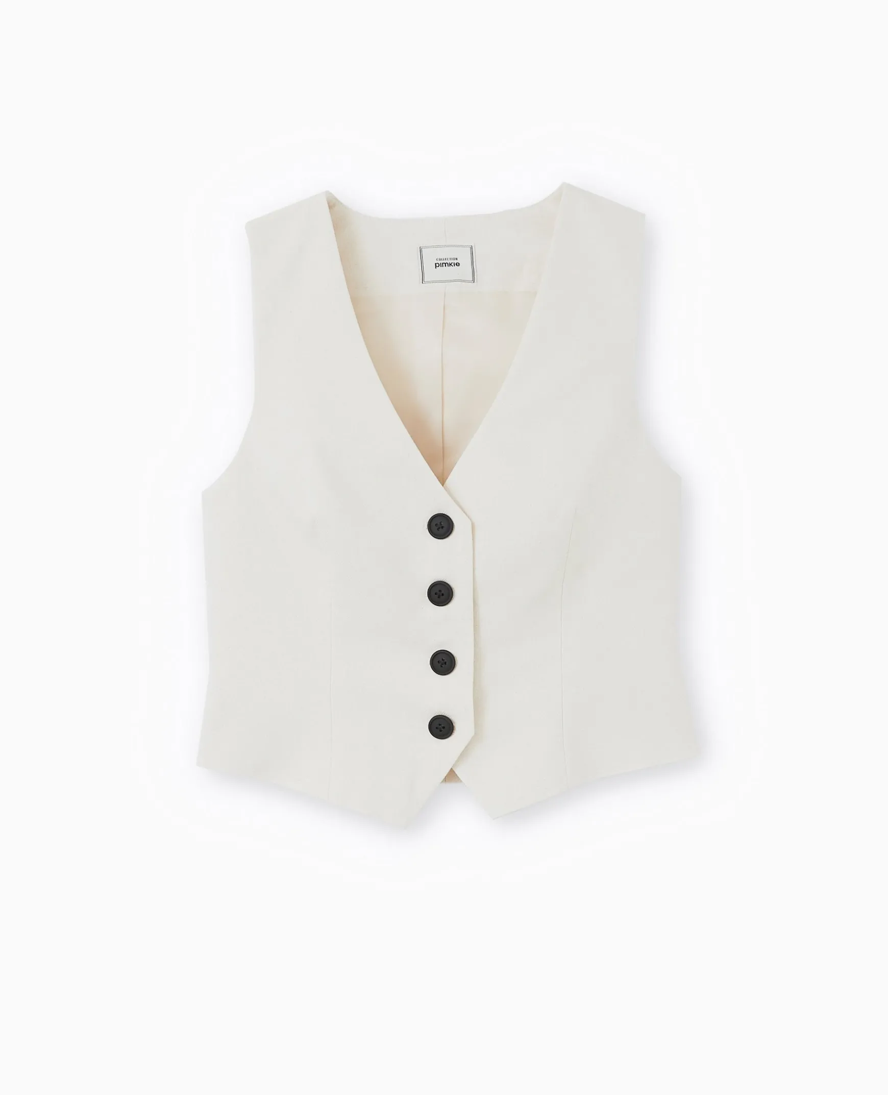 Pimkie Veste Et Blazer|Pull Et Gilet^Gilet De Barman En Tissu Effet Lin Rustique -