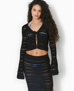 Pimkie Ensembles|Pull Et Gilet^Gilet En Maille Ajourée Avec Lien à Nouer -