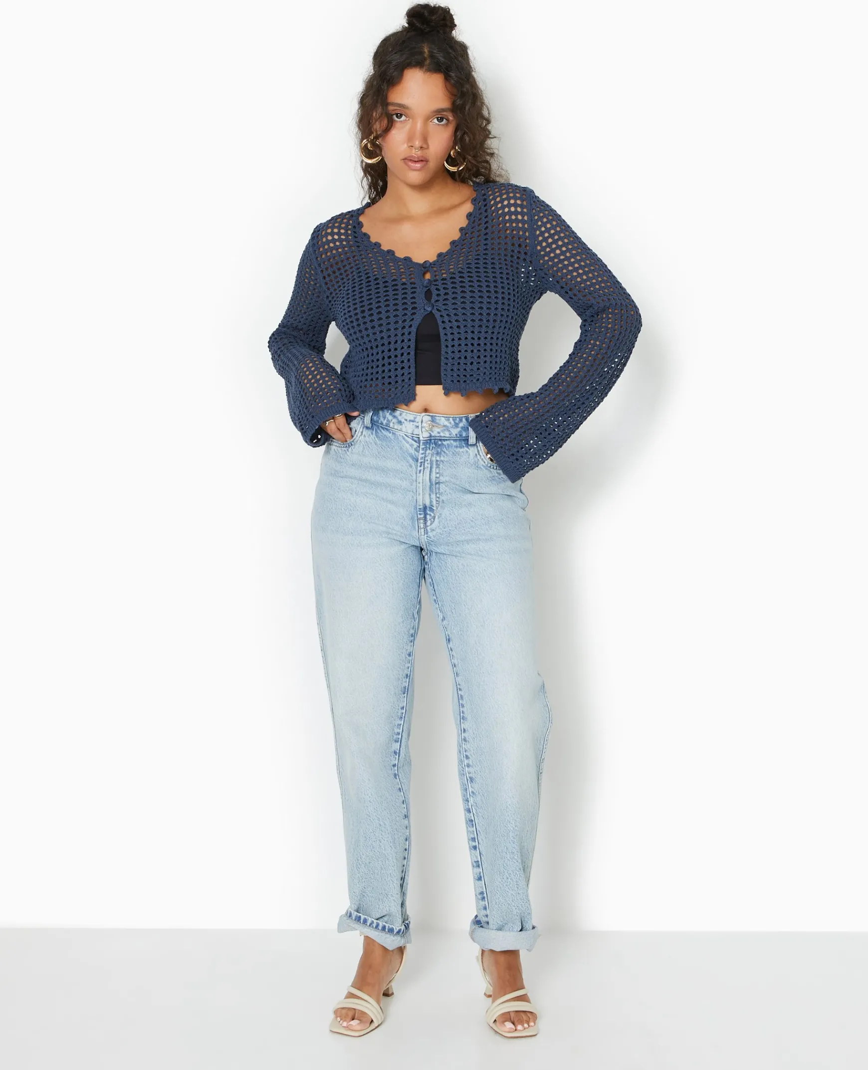 Pimkie Pull Et Gilet^Gilet En Maille Crochet Ajourée Manches Flare -