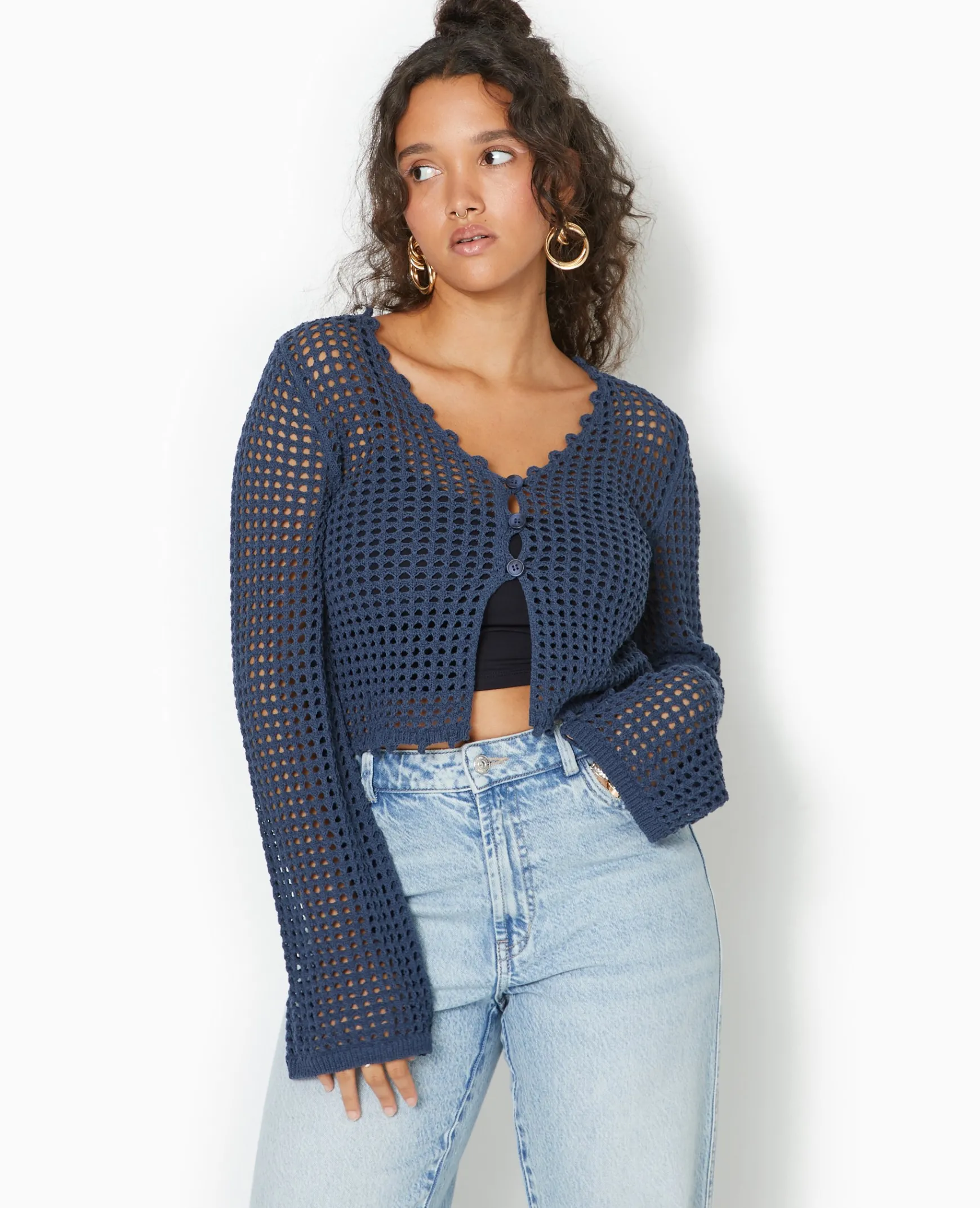 Pimkie Pull Et Gilet^Gilet En Maille Crochet Ajourée Manches Flare -
