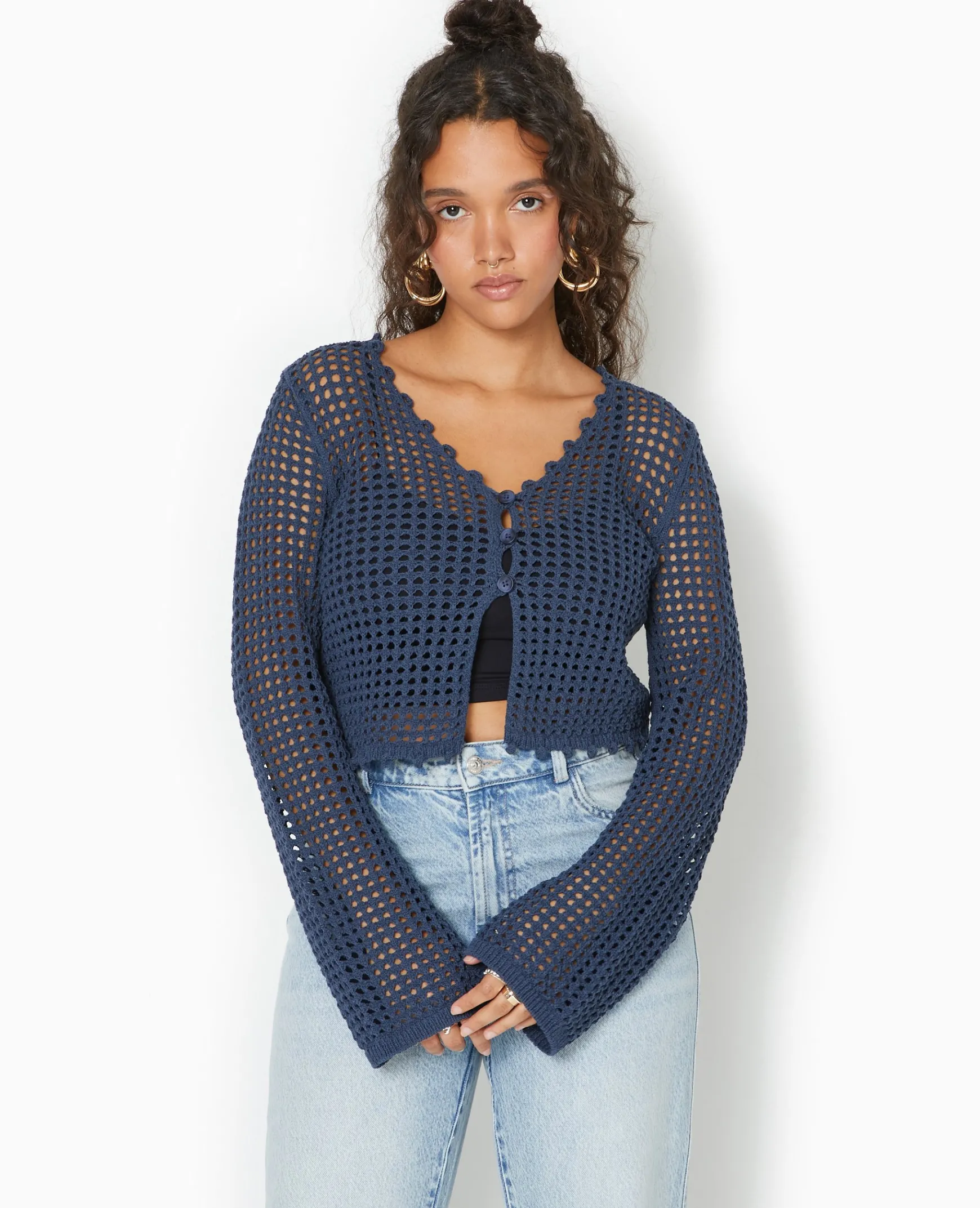 Pimkie Pull Et Gilet^Gilet En Maille Crochet Ajourée Manches Flare -