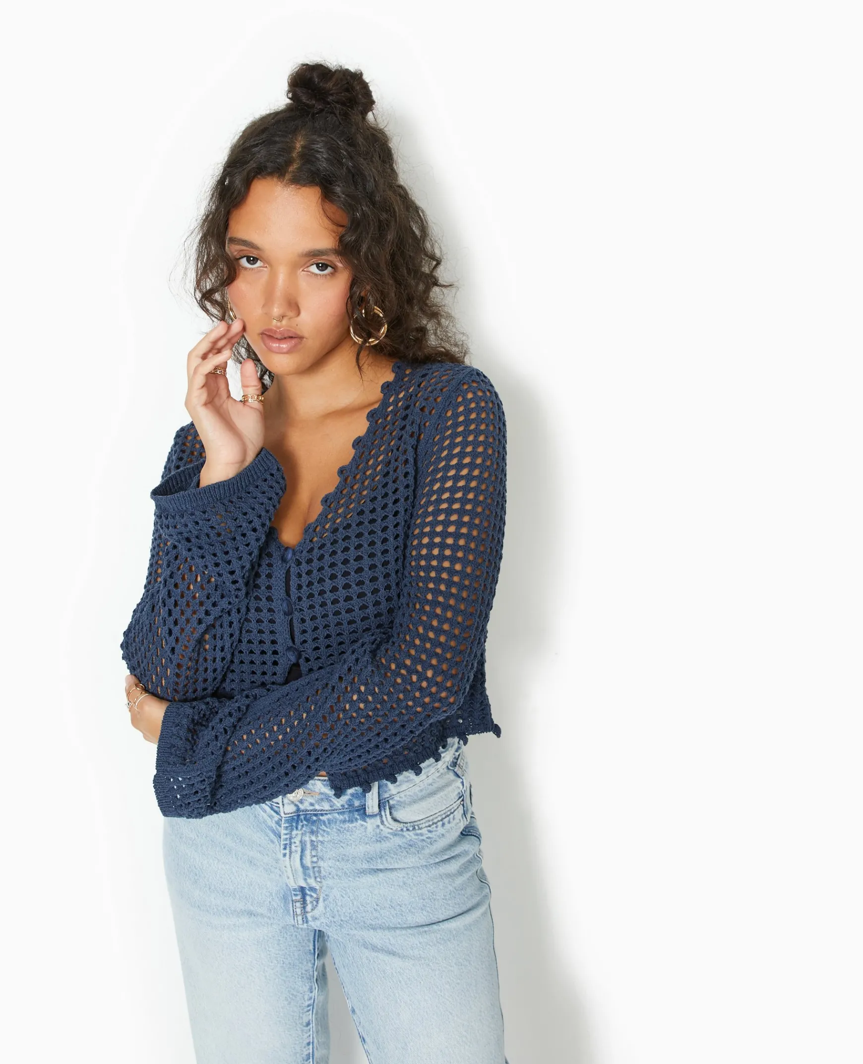 Pimkie Pull Et Gilet^Gilet En Maille Crochet Ajourée Manches Flare -