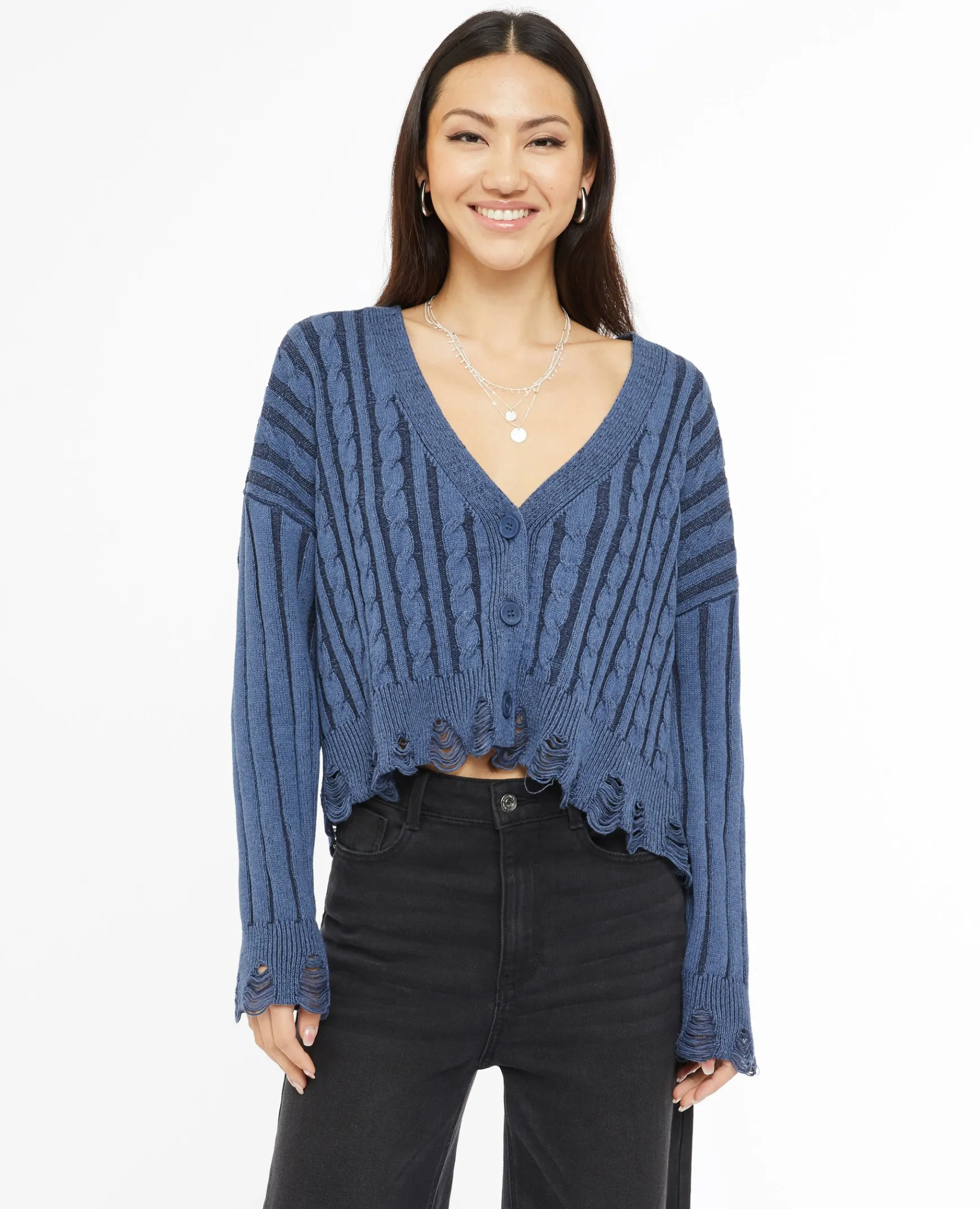 Pimkie Pimkie Positive|Pull Et Gilet^Gilet En Maille Torsadée Effet Destroy -