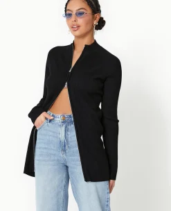 Pimkie Pull Et Gilet^Gilet Long En Maille Côtelée Avec Col Montant -