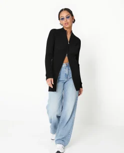 Pimkie Pull Et Gilet^Gilet Long En Maille Côtelée Avec Col Montant -