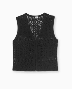 Pimkie Ensembles|Veste Et Blazer^Gilet Sans Manches En Maille Fantaisie Ajourée -