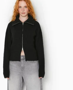 Pimkie Pimkie Positive|Pull Et Gilet^Gilet Zippé Avec Grand Col Maille Côtelée -