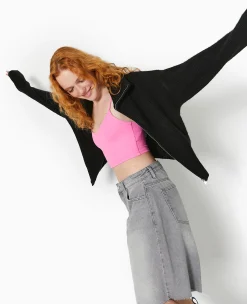 Pimkie Pimkie Positive|Pull Et Gilet^Gilet Zippé Avec Grand Col Maille Côtelée -