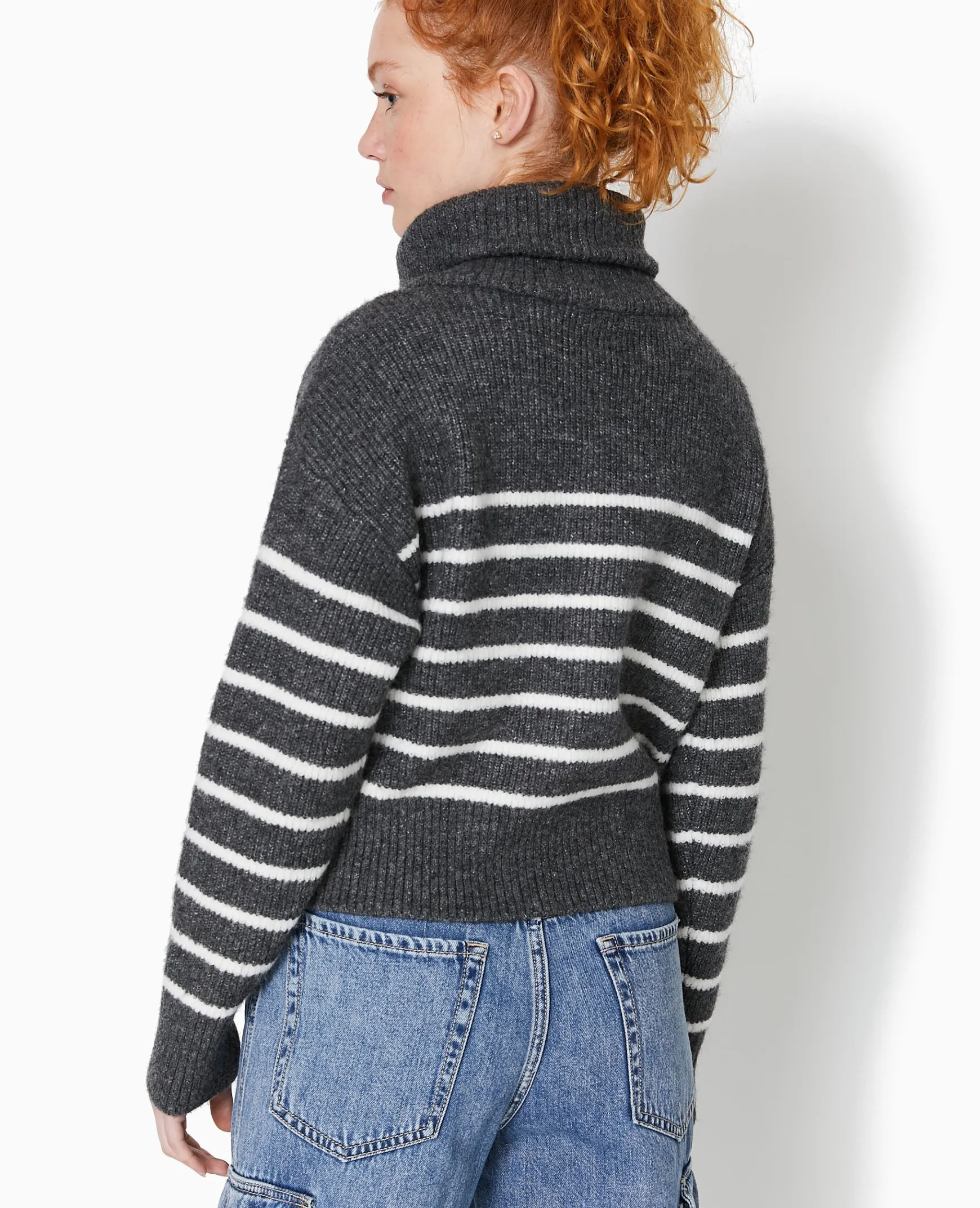 Pimkie Pimkie Positive|Pull Et Gilet^Gilet Zippé Rayé Avec Grand Col Maille Côtelée -