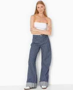 Pimkie Toute La Collection|Jean^Jean Baggy Taille Haute Avec Rayures Et Revers -