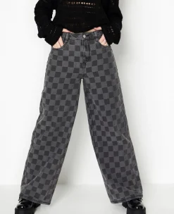 Pimkie Pimkie Positive|Jean^Jean Baggy Taille Haute Motif Damiers -