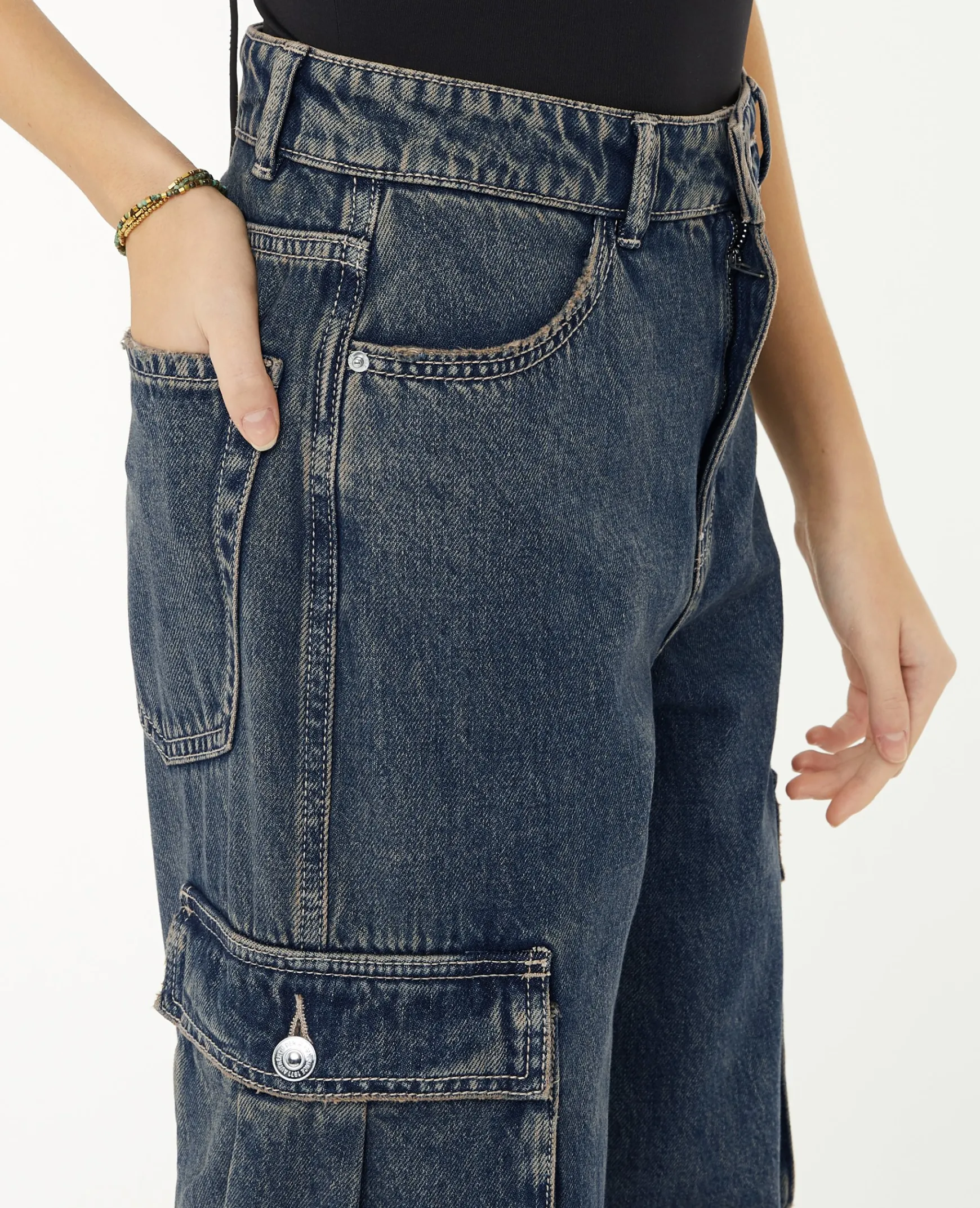 Pimkie Pimkie Positive|Jean^Jean Cargo Large Effet Dirty -