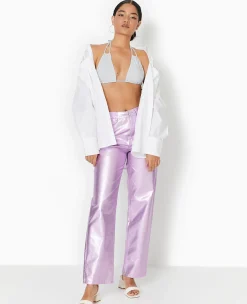 Pimkie Pimkie Positive|Jean^Jean Droit Rose Métallisé Taille Haute -