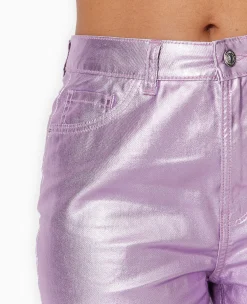 Pimkie Pimkie Positive|Jean^Jean Droit Rose Métallisé Taille Haute -