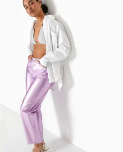 Pimkie Pimkie Positive|Jean^Jean Droit Rose Métallisé Taille Haute -