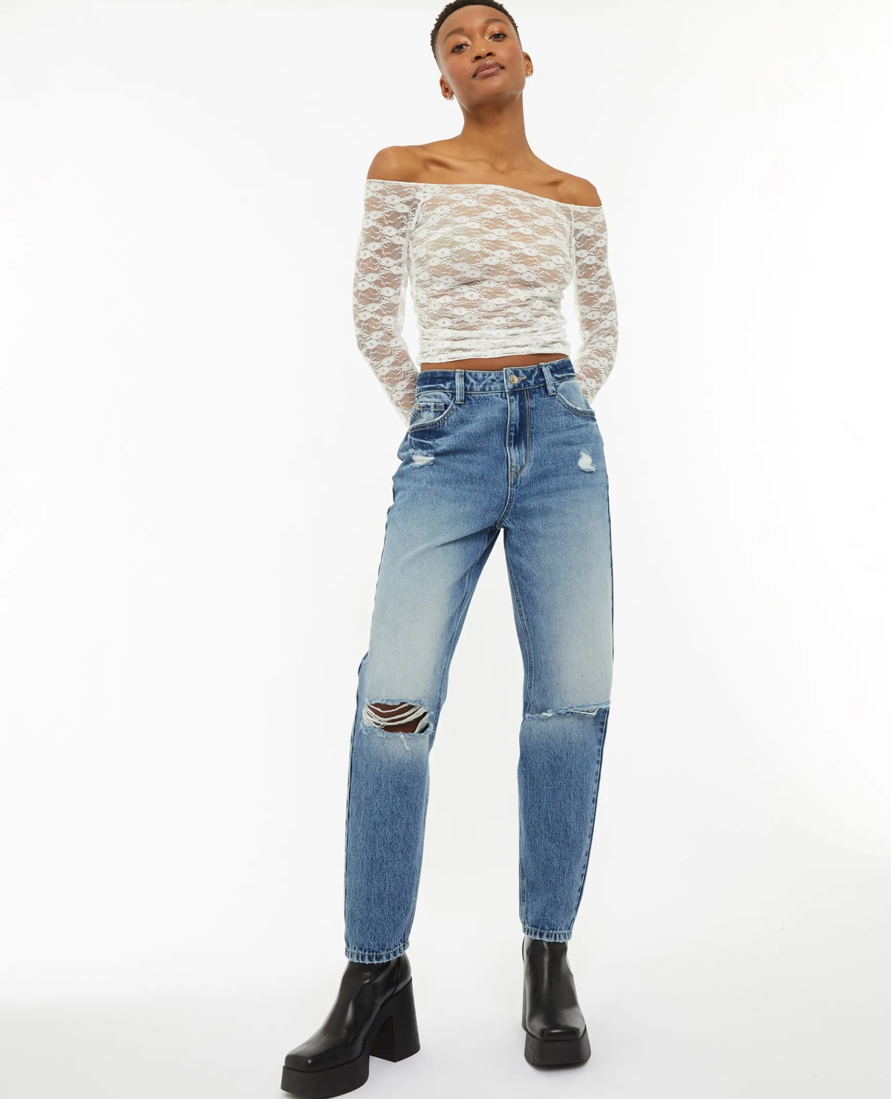 Pimkie Pimkie Positive|Jean^Jean Mom Taille Haute Trashé -