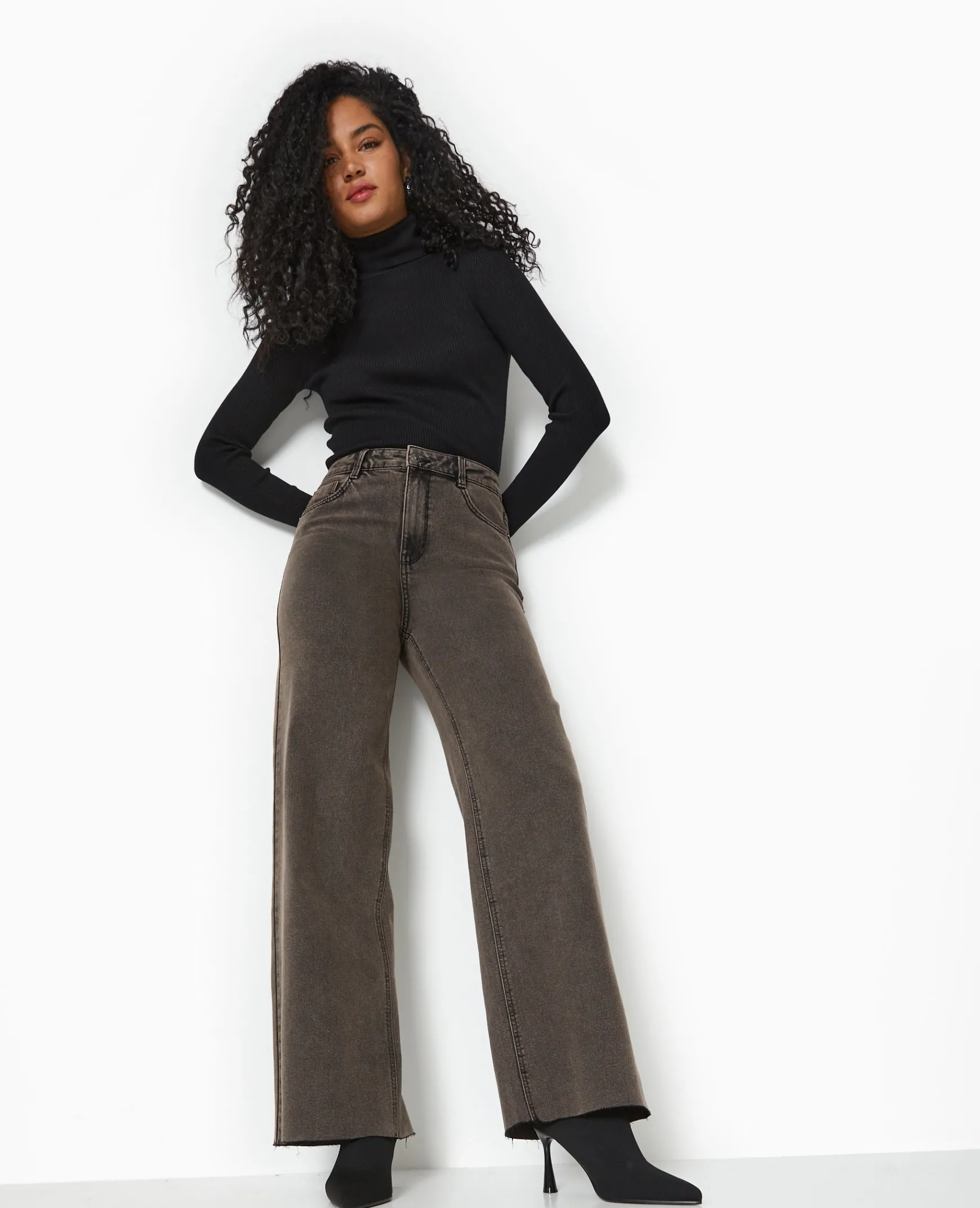 Pimkie Toute La Collection|Pimkie Positive^Jean Wide Taille Haute Avec Bas Coupés -