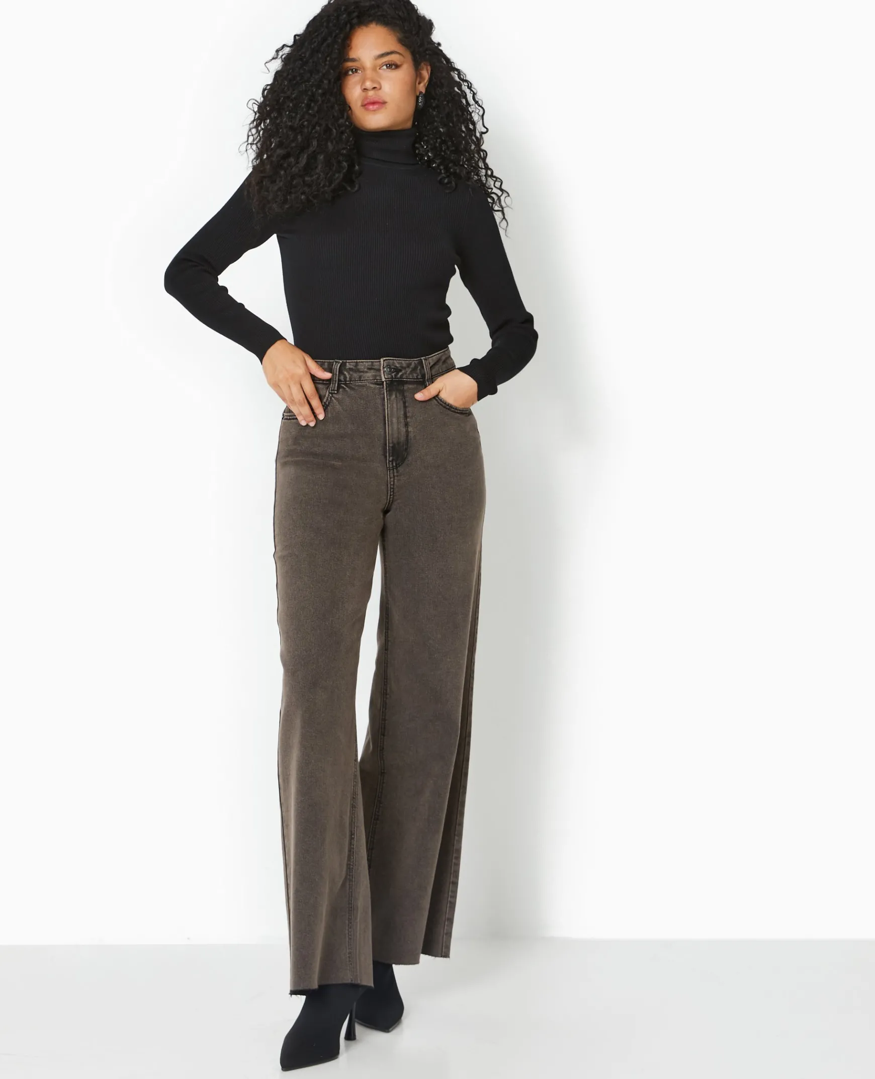 Pimkie Toute La Collection|Pimkie Positive^Jean Wide Taille Haute Avec Bas Coupés -