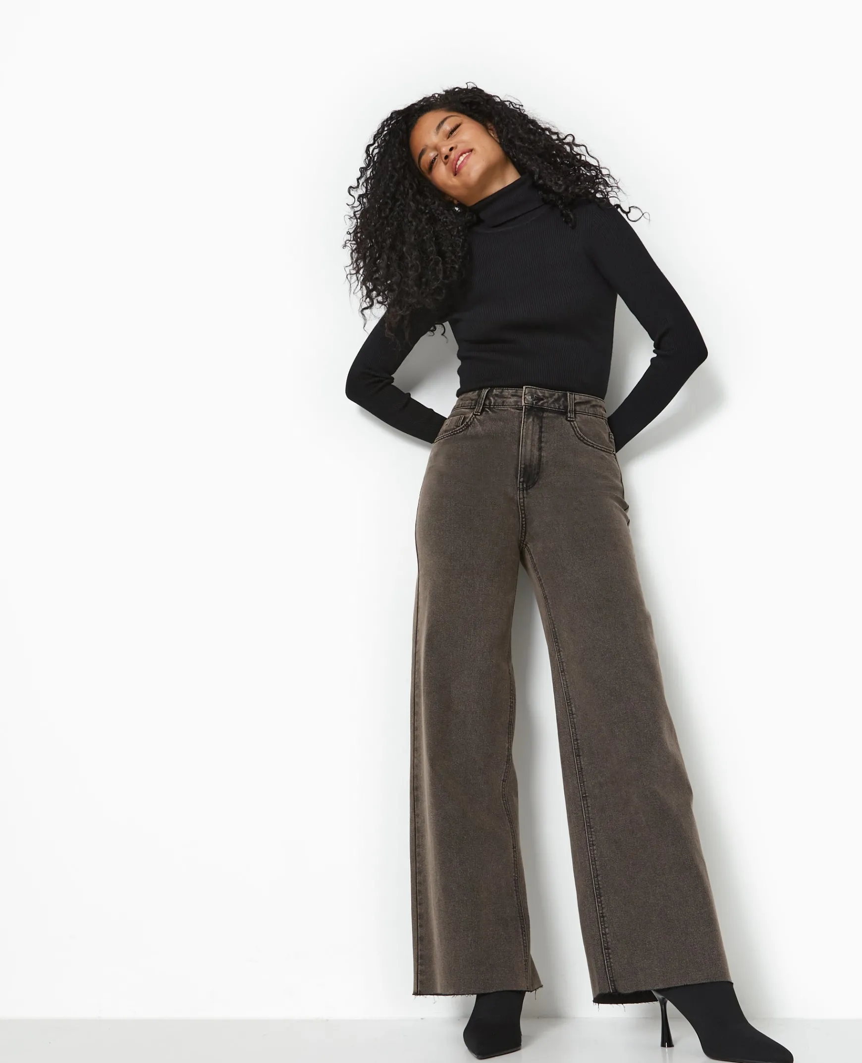 Pimkie Toute La Collection|Pimkie Positive^Jean Wide Taille Haute Avec Bas Coupés -