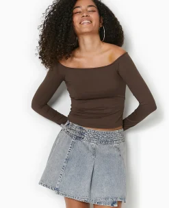 Pimkie Pimkie Positive|Jupe^Jupe Courte Portefeuille En Jean Avec Ceintures -