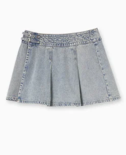 Pimkie Pimkie Positive|Jupe^Jupe Courte Portefeuille En Jean Avec Ceintures -