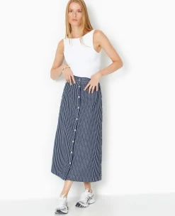 Pimkie Toute La Collection|Jupe^Jupe En Jean Longue Et Boutonnée Avec Rayures -