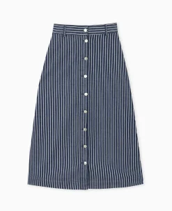 Pimkie Toute La Collection|Jupe^Jupe En Jean Longue Et Boutonnée Avec Rayures -