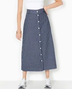 Pimkie Toute La Collection|Jupe^Jupe En Jean Longue Et Boutonnée Avec Rayures -