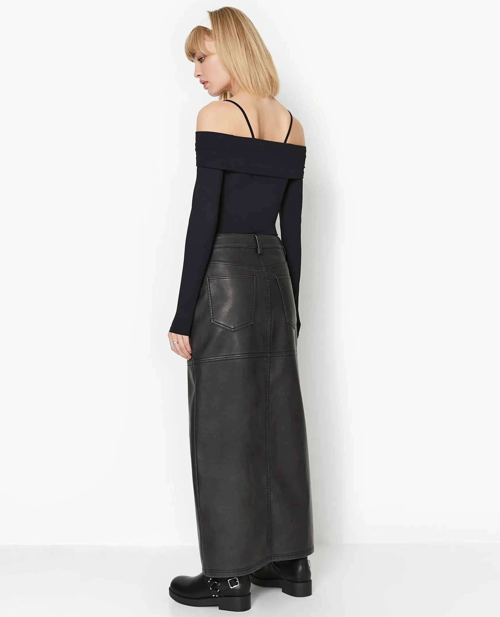 Pimkie Jupe^Jupe Longue En Faux Cuir Used Avec Poches -