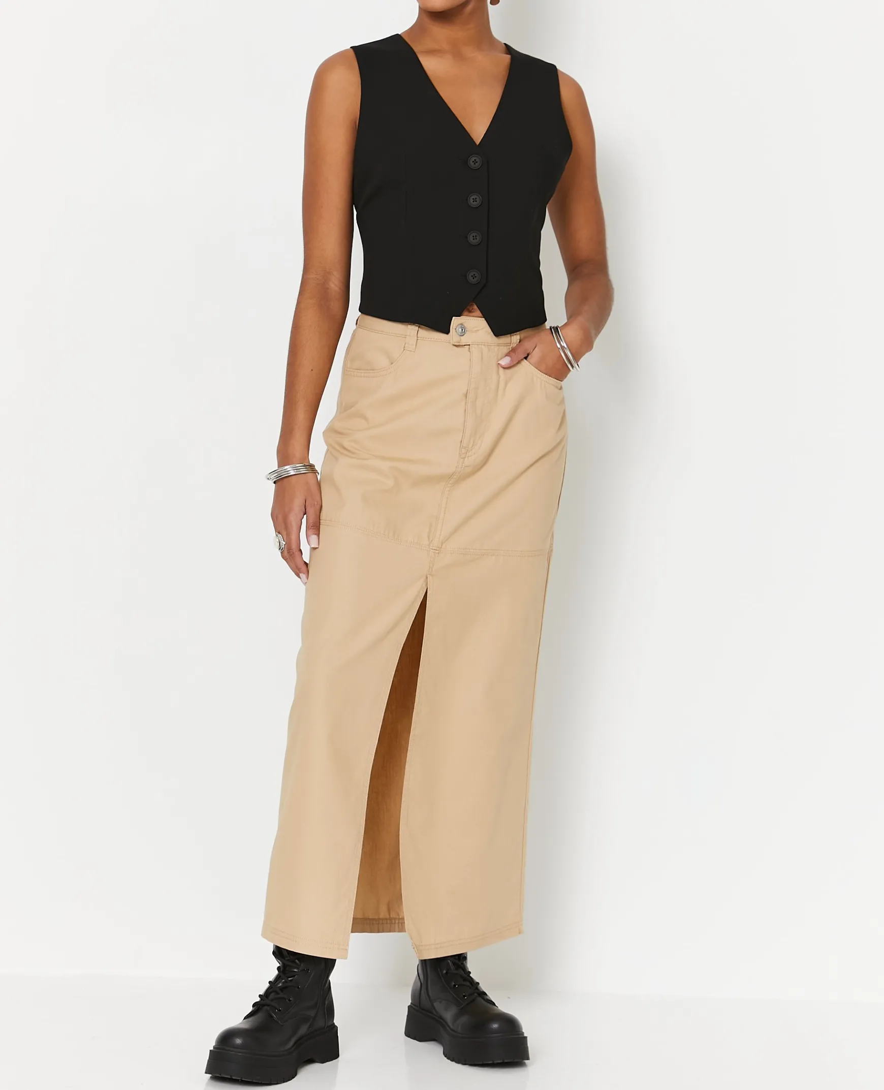 Pimkie Jupe^Jupe Longue En Toile Avec Fente -