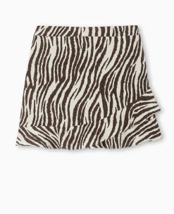 Pimkie Jupe^Jupe Volantée En Tissu Fluide Motif Zè;bre -