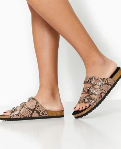 Pimkie Mules^Mules Plates Avec 3 Brides Motif Serpent -